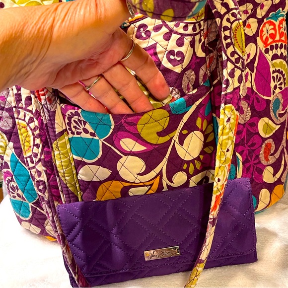 Vera Bradley “Plum Crazy” Villager Tote w/Matching Wallet - Picture 14 of 16